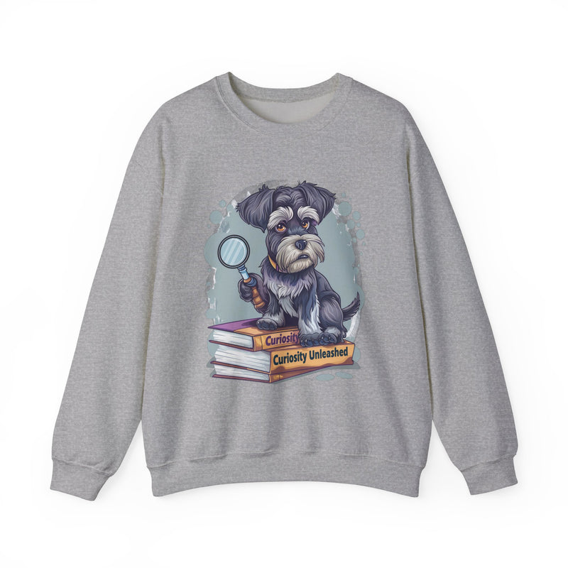 Curiosity Unleashed Schnauzer Unisex Crewneck Sweatshirt – Dog on Books