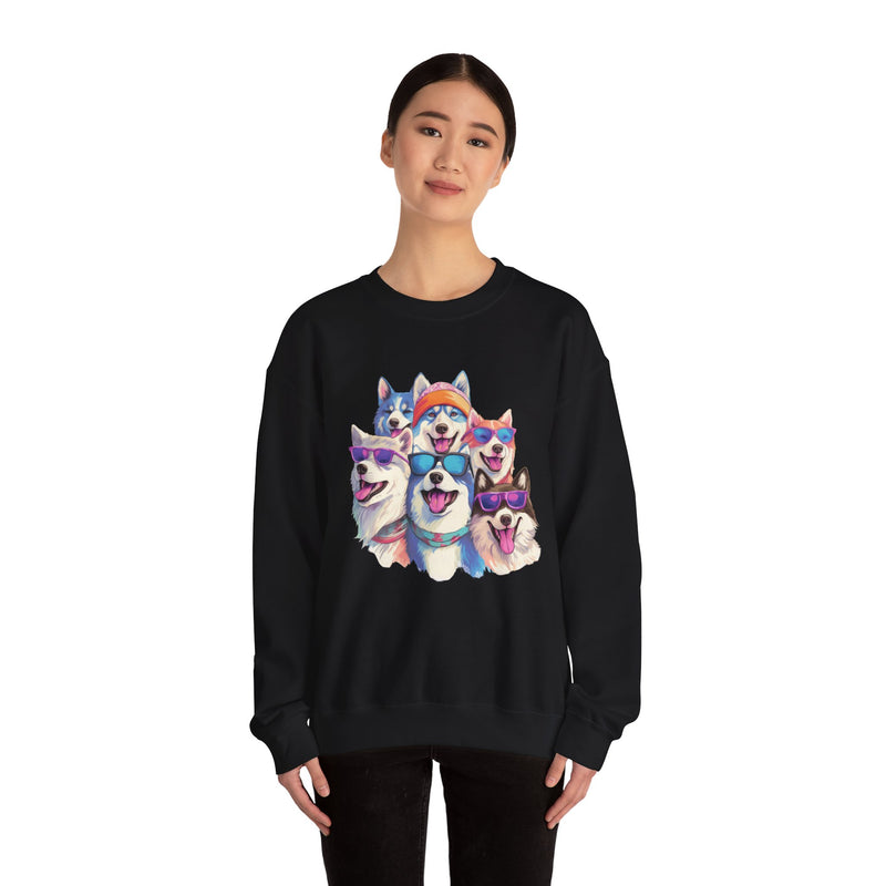 Alaskan Malamutes in Quirky Hats & Sunglasses T-Shirt | Fun Whimsical Design