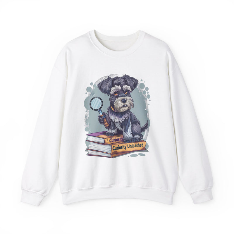 Curiosity Unleashed Schnauzer Unisex Crewneck Sweatshirt – Dog on Books