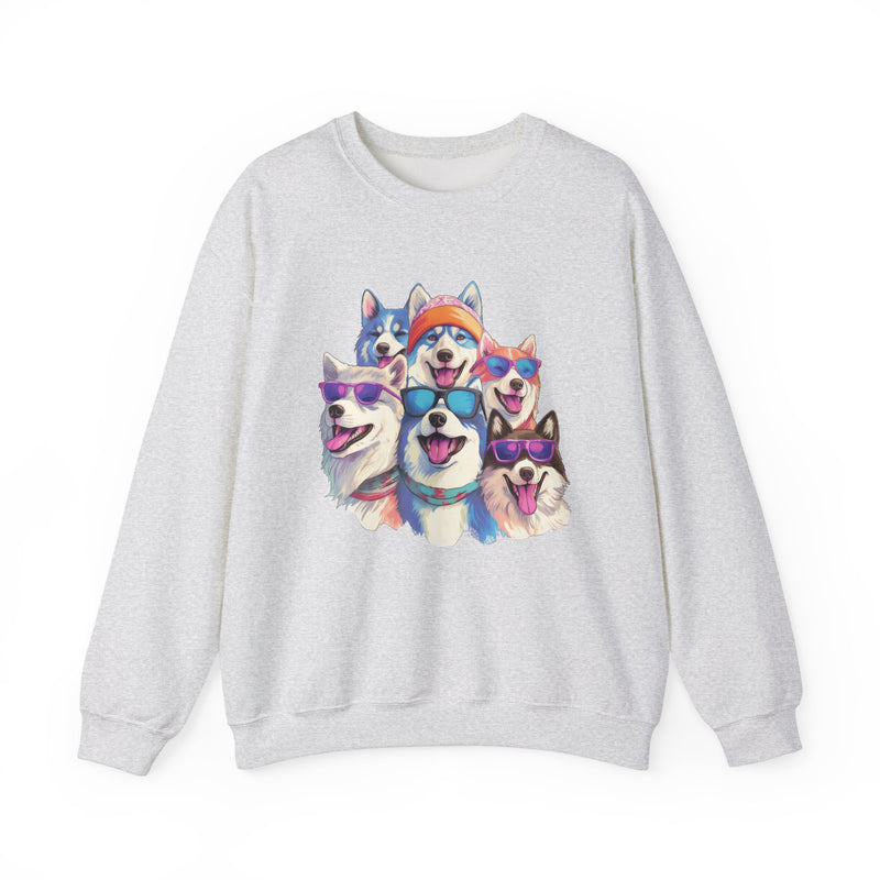Alaskan Malamutes in Quirky Hats & Sunglasses T-Shirt | Fun Whimsical Design