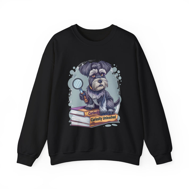 Curiosity Unleashed Schnauzer Unisex Crewneck Sweatshirt – Dog on Books