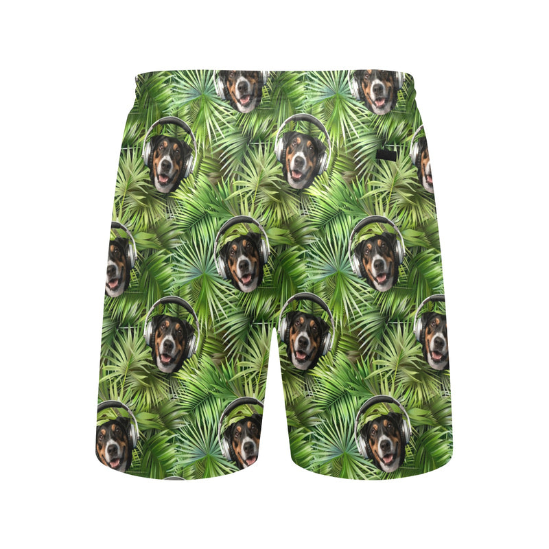 Custom Pet Dog Faces Photo Men's Mid-Length Beach Shorts