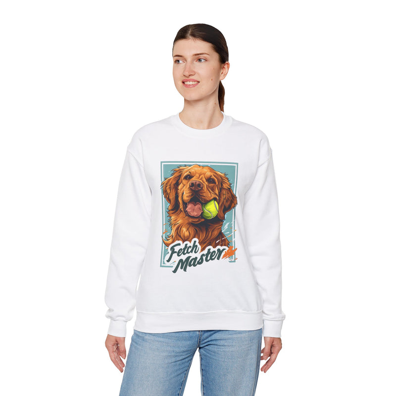 Fetch Master Golden Retriever Unisex Crewneck Sweatshirt – Playful Tennis Ball Design