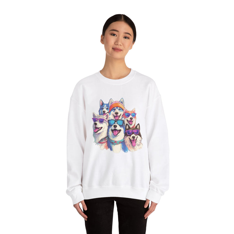 Alaskan Malamutes in Quirky Hats & Sunglasses T-Shirt | Fun Whimsical Design