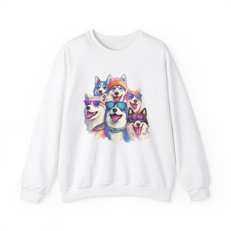 Alaskan Malamutes in Quirky Hats & Sunglasses T-Shirt | Fun Whimsical Design