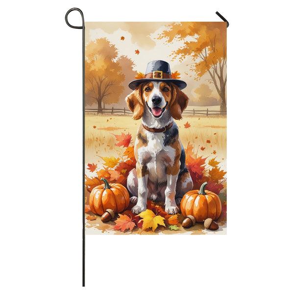 Afghan Hound Thanksgiving Garden Flag A Fall Dog House Flag with Leaves, Pumpkins & Pilgrim Hat