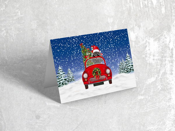 Poodle Driving Christmas Cards | Let It Snow Holiday Greeting Cards